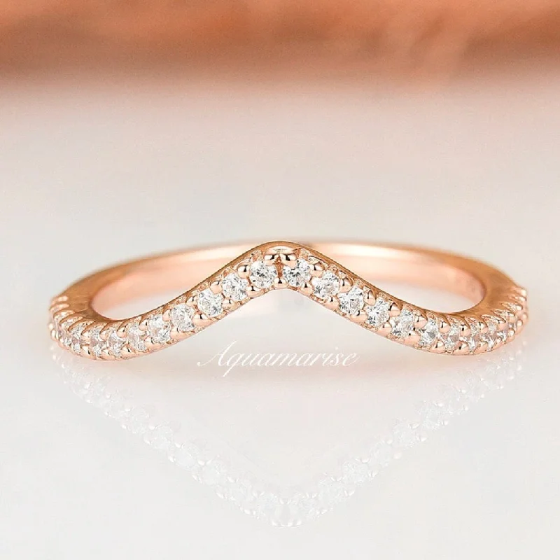 Chevron Wedding Band- 14k Rose Gold Vermeil