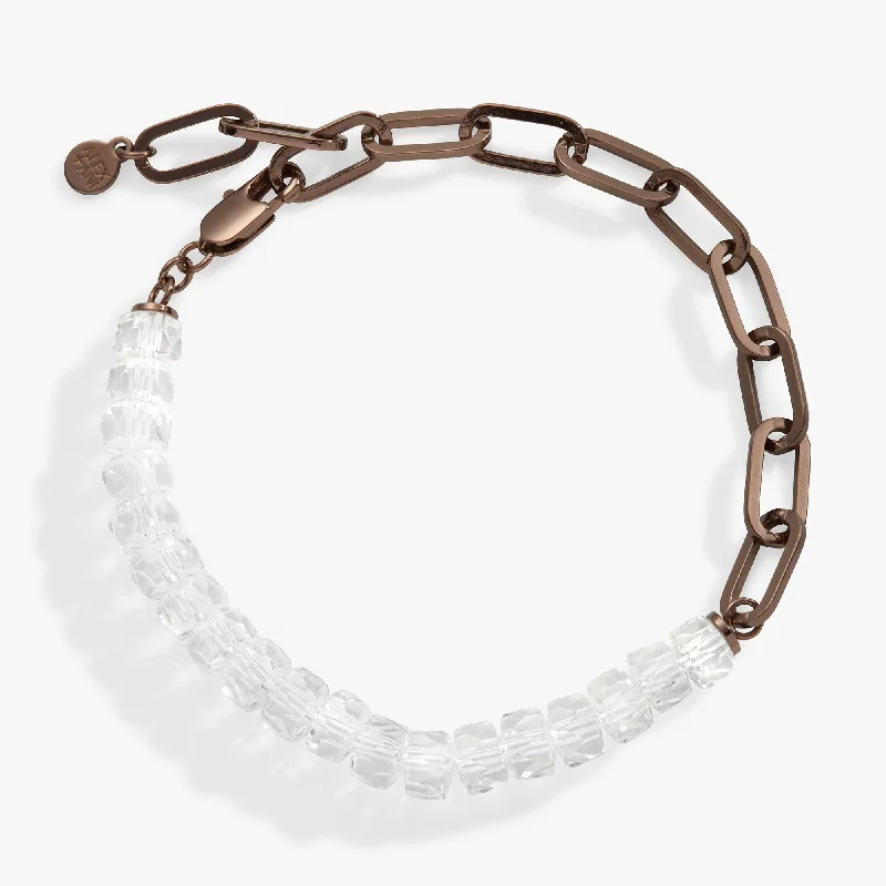 Jewelry Sale – Exclusive Styles At Lower Prices Clear Crystal Beaded + Chain Adjustable Bracelet