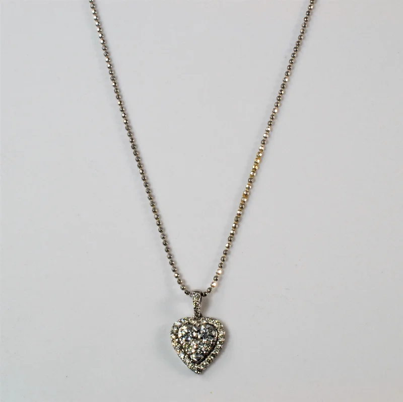 Cluster Diamond Heart Necklace | 0.36ctw | 20" |