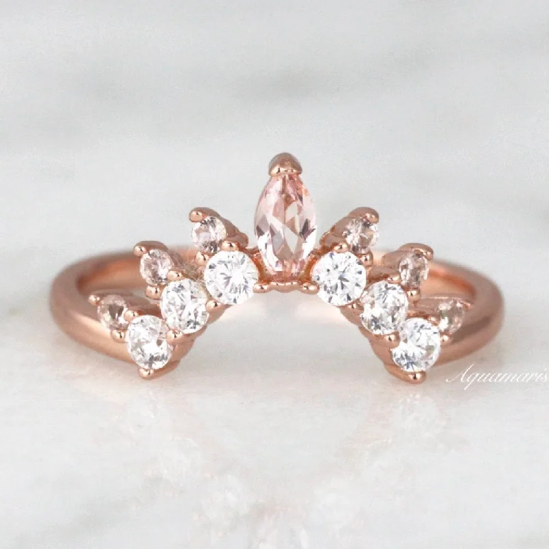 Tiara Curved Morganite Band- 14k Rose Gold Vermeil