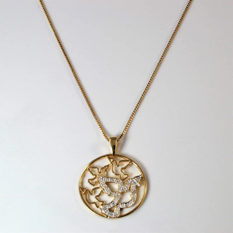 Flying Diamond Bird Filigree Necklace | 0.09ctw | 20" |