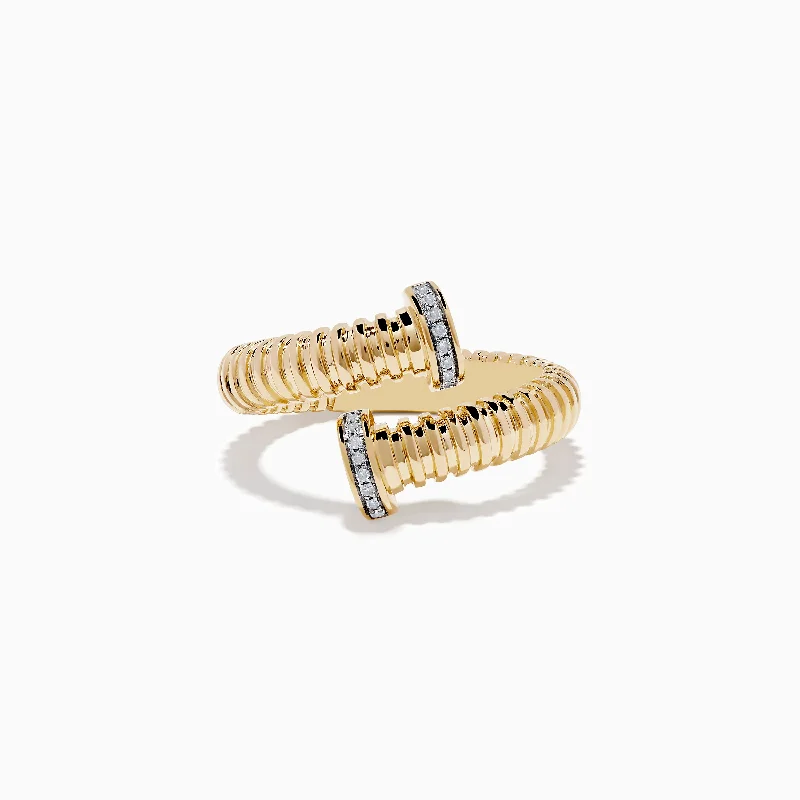 Premium Jewelry Now Available At Special Discounts D'Oro 14K Yellow Gold Diamond Bypass Ring