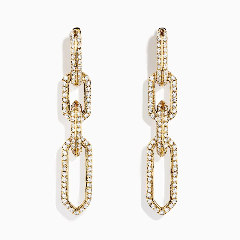 Modern Jewelry At Exclusive Discounts – Shop Today D'Oro 14K Yellow Gold Chain Link Diamond Drop Earrings