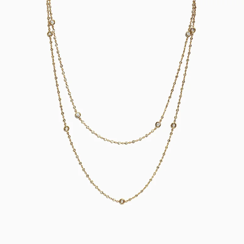 Save On Luxury Jewelry Pieces – Limited-Time Offers D'Oro 14K Yellow Gold Diamond Station Necklace, 1.35 TCW