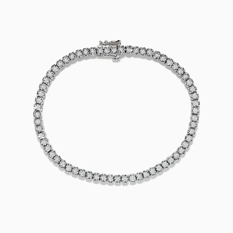 Chic And Stylish Jewelry At Exclusive Prices 925 Sterling Silver Diamond Tennis Bracelet