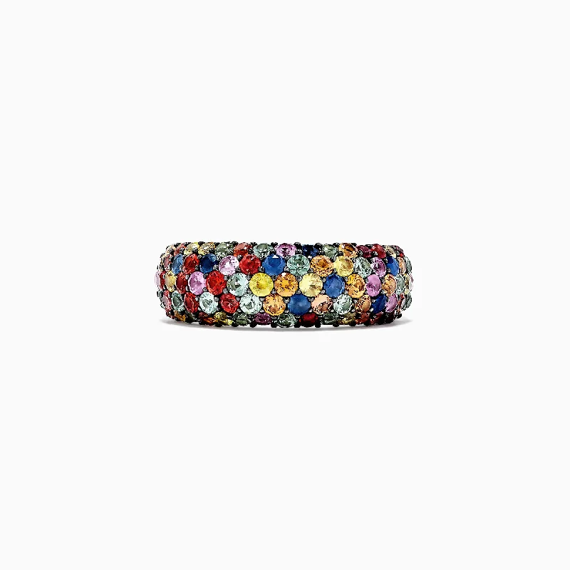 Exclusive Jewelry Sale Event – Shop Now 925 Sterling Silver Multi Sapphire Splash Ring, 2.55 TCW