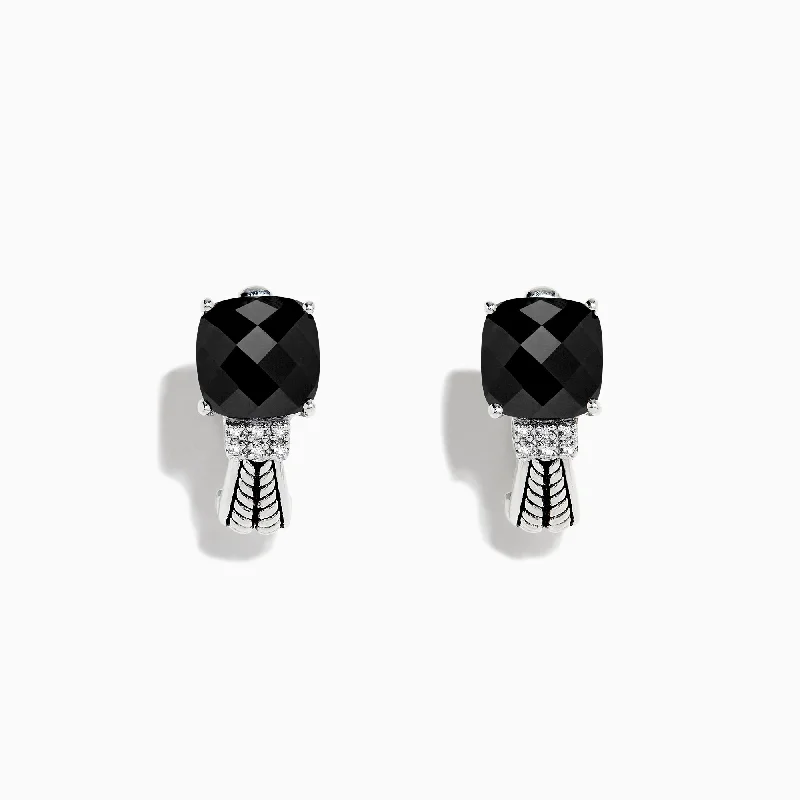 Save On Luxury Jewelry Pieces – Limited-Time Offers 925 Sterling Silver Onyx and Diamond Earrings, 3.49 TCW