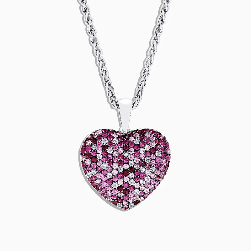 Timeless Elegance At Unbelievable Discounts 925 Sterling Silver Pink Sapphire Splash Heart Pendant, 3.80 TCW