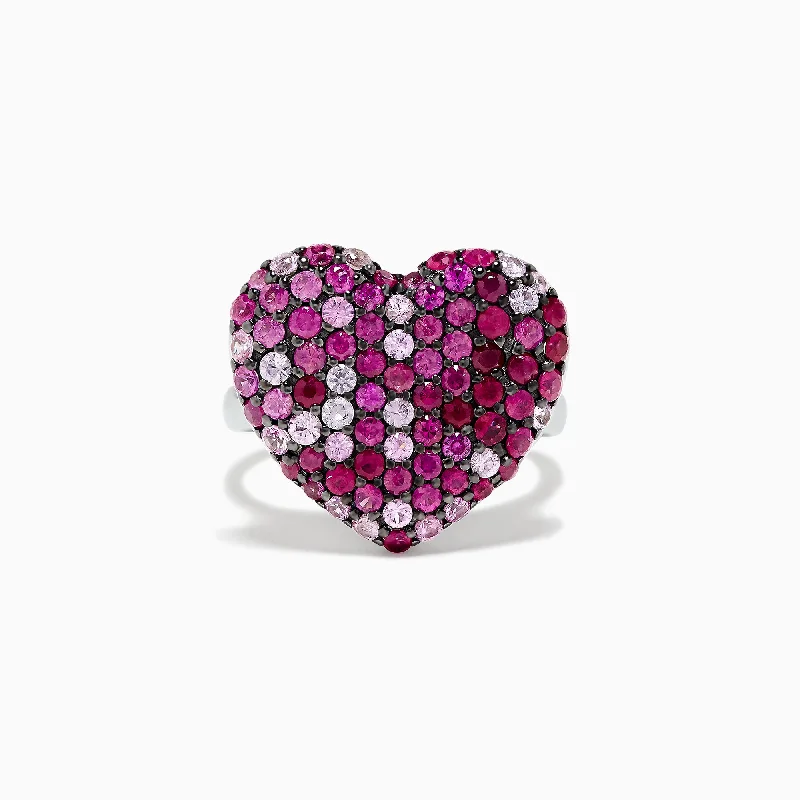 Luxury Jewelry Clearance – Shop Premium Styles Now 925 Sterling Silver Pink Sapphire Splash Heart Ring, 2.53 TCW