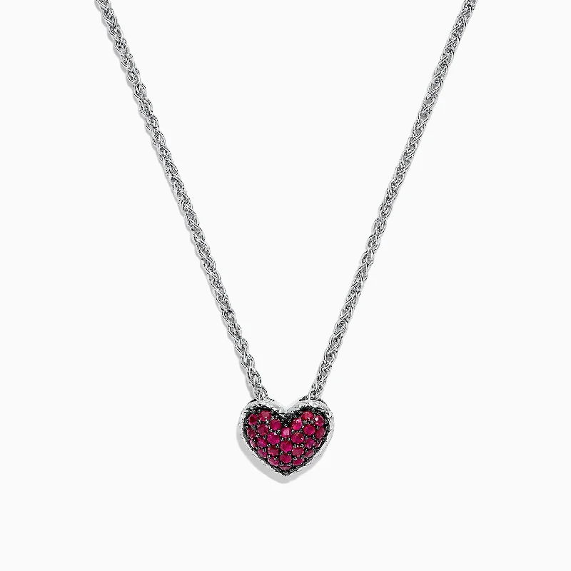 Don't Miss These Dazzling Jewelry Discounts 925 Sterling Silver Ruby Heart Pendant, 0.65 TCW