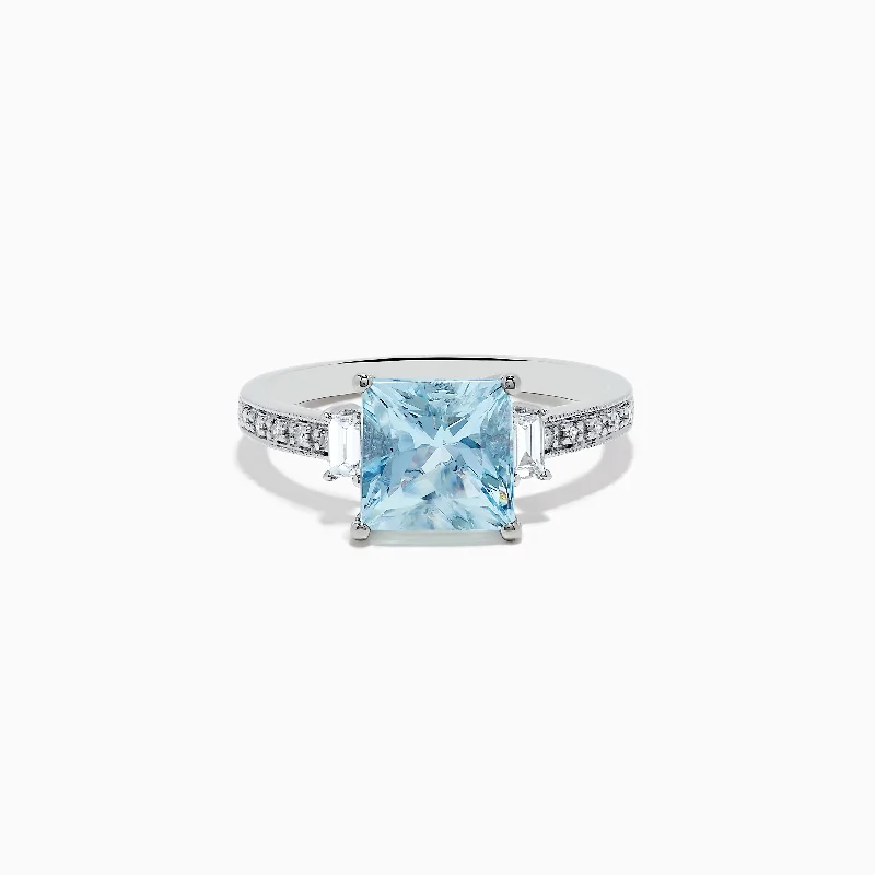 Exclusive Gemstone Jewelry Markdowns – Shop Now Aquarius 14K White Gold Diamond and Aquamarine Ring