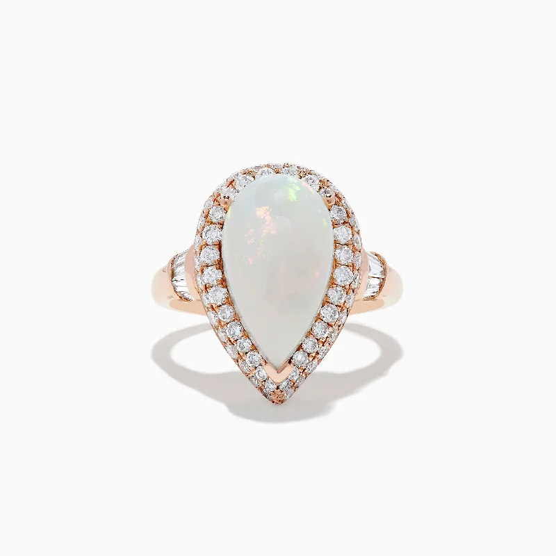 Shine In Style – Shop Jewelry Discounts Today Aurora 14K Rose Gold Opal and diamond Pear Shaped Ring