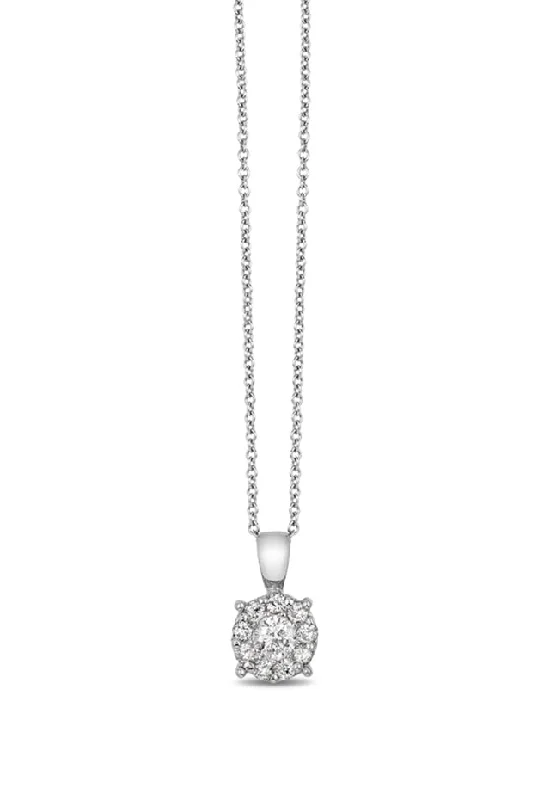 Shop Elegant Jewelry At Unbeatable Prices Bouquet 14K White Gold Diamond Cluster Pendant, 0.47 TCW