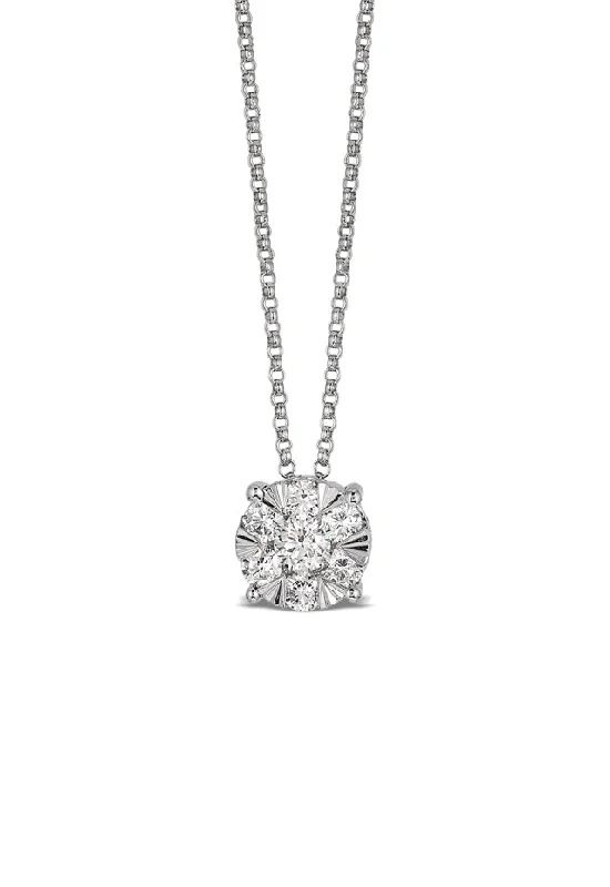 Luxury Jewelry Now At Special Promotional Rates Bouquet 14K White Gold Diamond Cluster Pendant, 0.57 TCW