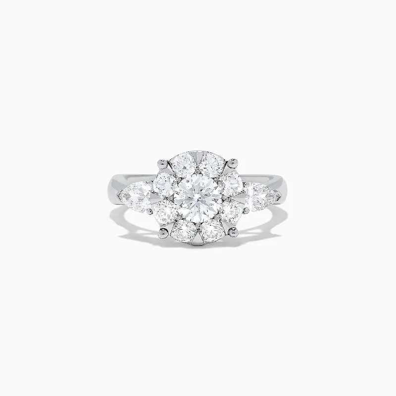 Limited Stock On Premium Jewelry At Low Prices Bouquet 14K White Gold Diamond Cluster Ring, 1.90 TCW