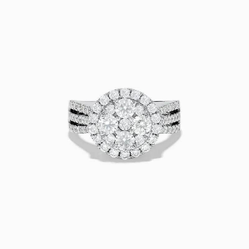 Clearance Sale On High-End Jewelry Collections Bouquet 14k White Gold Diamond Cluster Ring 1.74 TCW