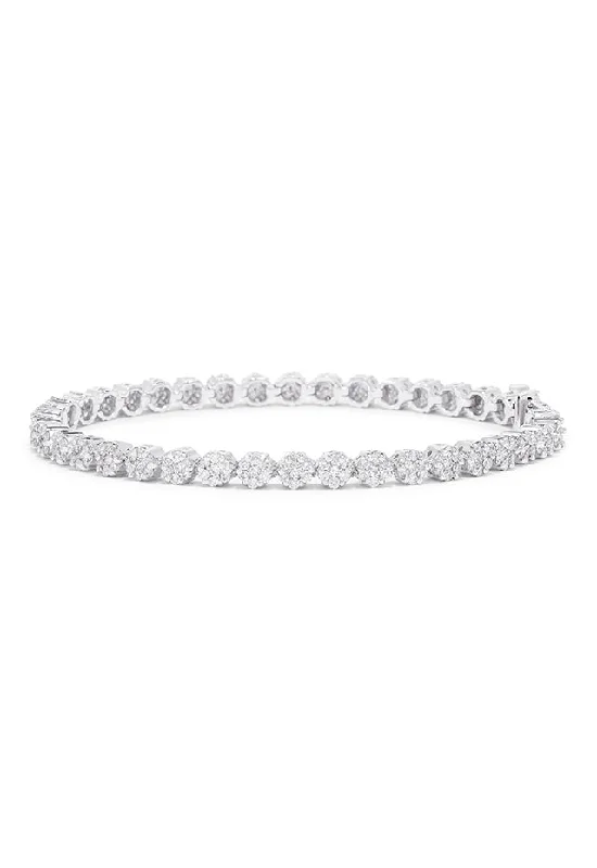 Limited-Time Jewelry Sale – Elegant Styles At Less Bouquet 14K White Gold Diamond Flower Tennis Bracelet, 3.14 TCW