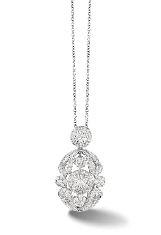 Exclusive Jewelry Bundles At Discounted Prices Bouquet 14K White Gold Diamond Filigree Pendant, 1.05 TCW