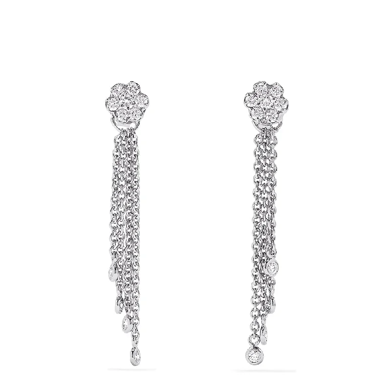 Holiday Jewelry Sale – Perfect Gifts At The Best Prices Bouquet 14K White Gold Diamond Tassel Earrings, 0.53 TCW