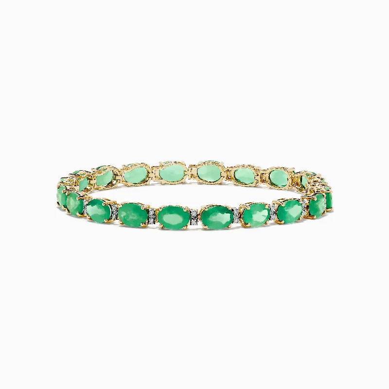 Fashion-Forward Jewelry At Incredible Prices Brasilica 14K White Gold Emerald and Diamond Bracelet