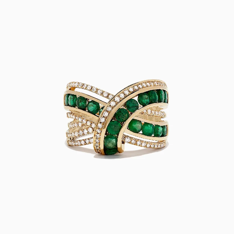 Grab Exquisite Jewelry At The Lowest Prices Brasilica 14K Yellow Gold Emerald and Diamond Wrap Ring, 2.22 TCW