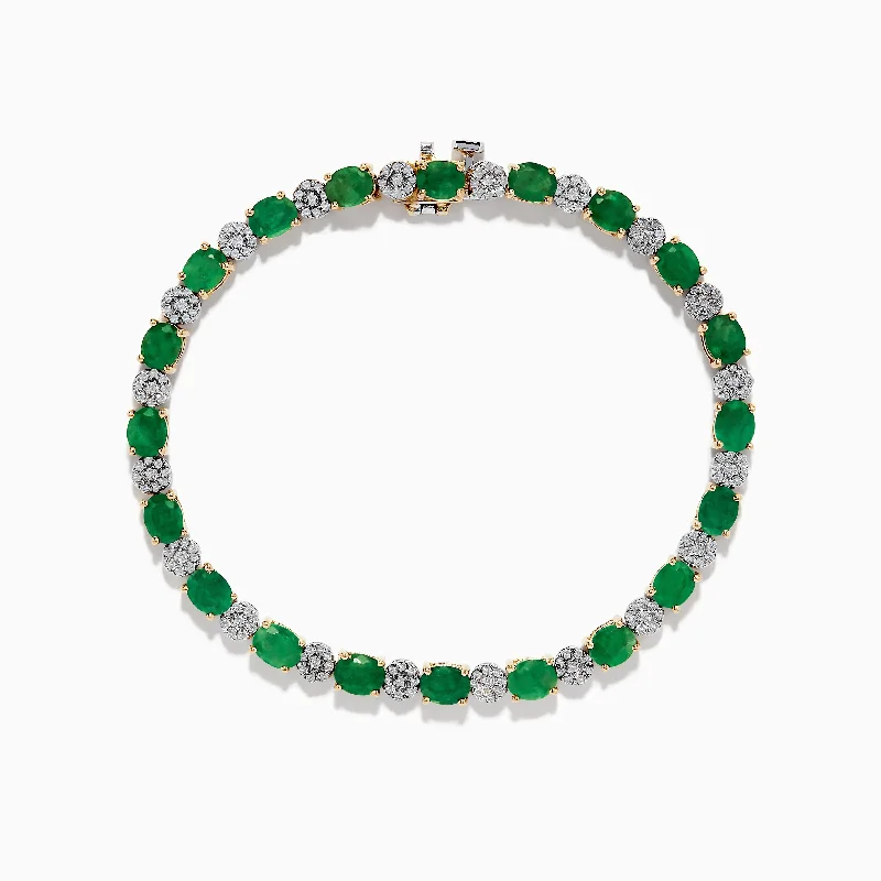 The Perfect Accessory For Less – Jewelry Sale Live Brasillica 14K Two-Tone Gold Emerald and Diamond Bracelet