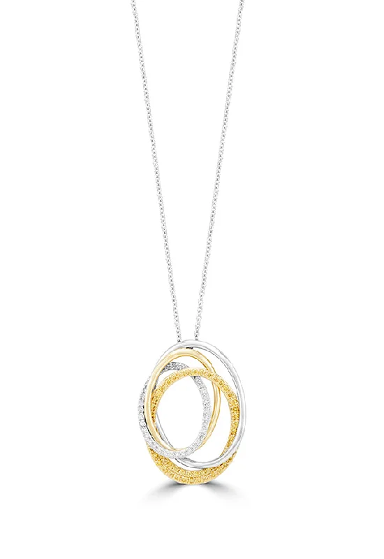 Classic And Modern Jewelry Styles On Sale Canare 14K 2-Tone Gold Yellow and White Diamond Crossover Pendant, 0.45 TCW