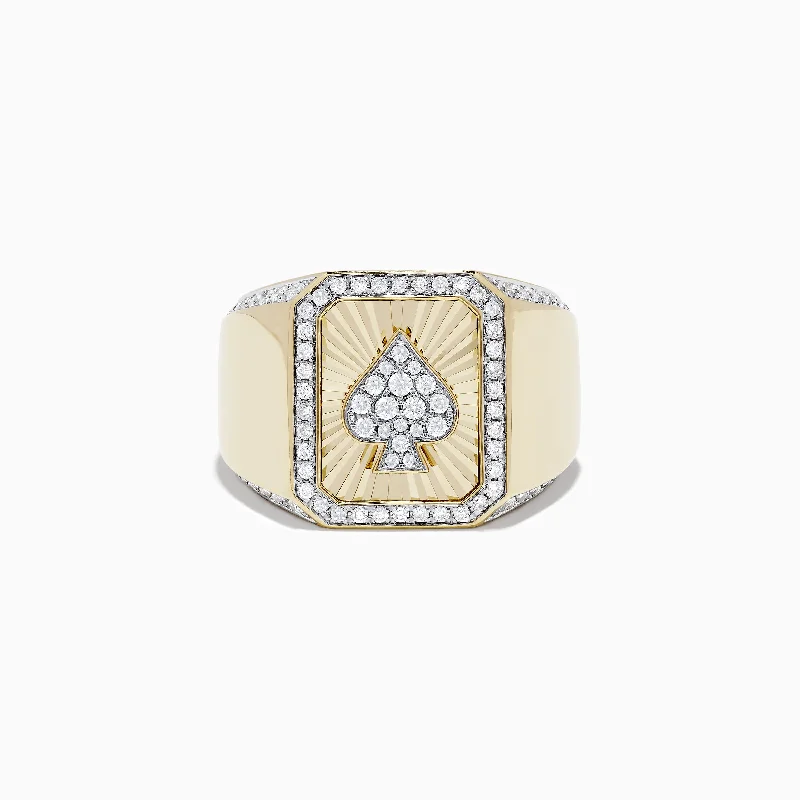 Luxury Meets Affordability – Jewelry Sale Live Now Casino Men's 14K Yellow Gold Diamond Spade Suit Ring