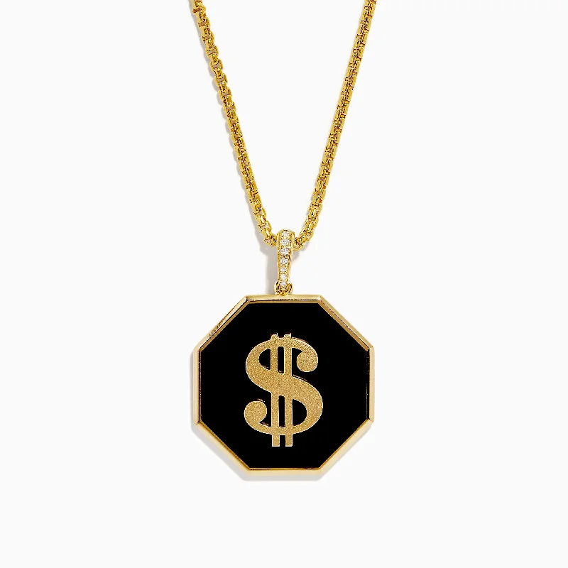 Celebrate Every Occasion With Sparkling Savings Casino Men's Yellow Gold Plated Sterling Silver Dollar Sign Pendant