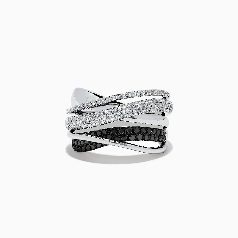 Timeless Jewelry Styles At Wallet-Friendly Prices Caviar 14K White Gold White and Black Diamond Crossover Ring