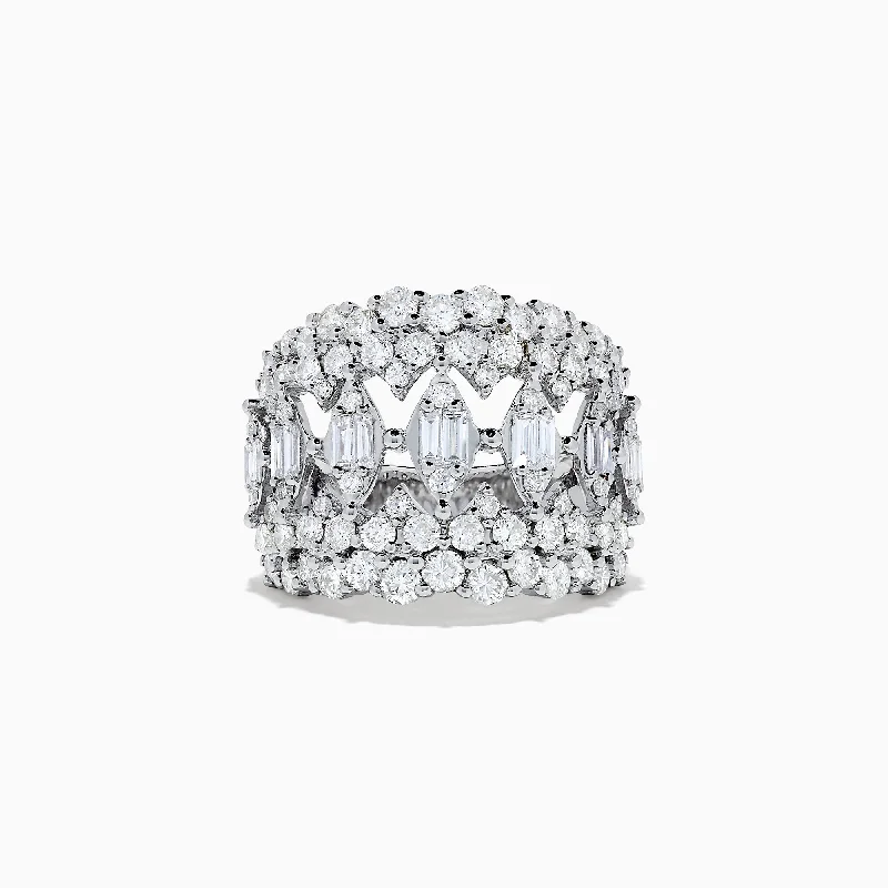 Shop Elegant Jewelry At Unbeatable Prices Classique 14K White Gold Diamond Wide Band Ring, 2.59 TCW