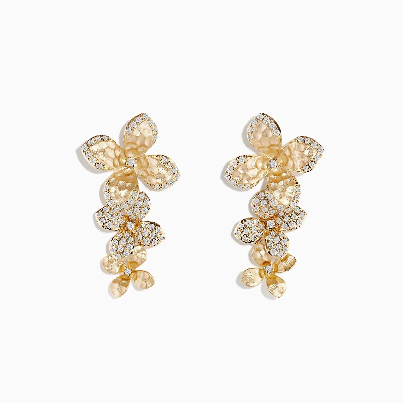 Exclusive Jewelry Bundles At Discounted Prices D'oro 14 Karat Yellow Gold Diamond Flower Drop Earrings