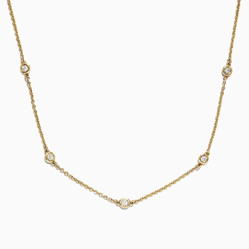 Flash Sale On Exquisite Jewelry – Don't Miss Out D'Oro 14K Yellow Gold 18" Diamond Station Necklace, 0.21 TCW