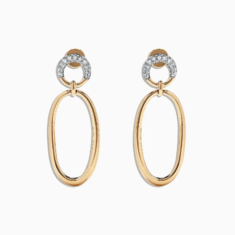 Exclusive Jewelry Bundles At Discounted Rates D'Oro 14K Yellow Gold and Diamond Earrings, 0.19 TCW