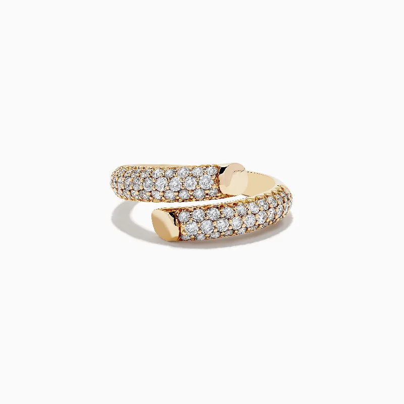 Make Your Outfit Shine With Discounted Jewelry D'Oro 14K Yellow Gold Pave Diamond Bypass Ring