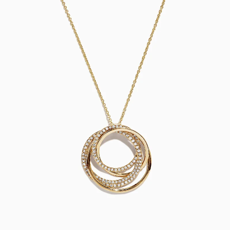 Flash Sale On Stunning Jewelry – Don't Miss Out D'Oro 14K Yellow Gold Diamond Crossover Circles Pendant, 0.41 TCW