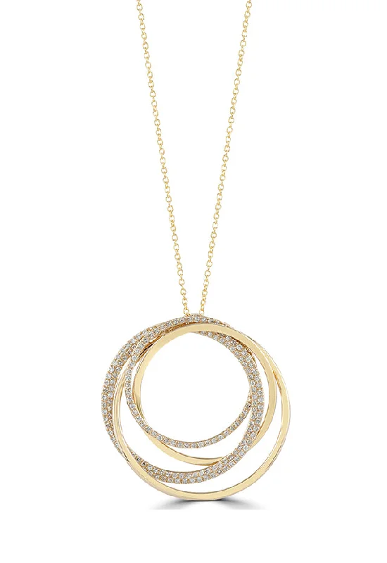 Bestselling Jewelry At Special Promotional Rates D'Oro 14K Yellow Gold Diamond Circles Pendant, 0.70 TCW