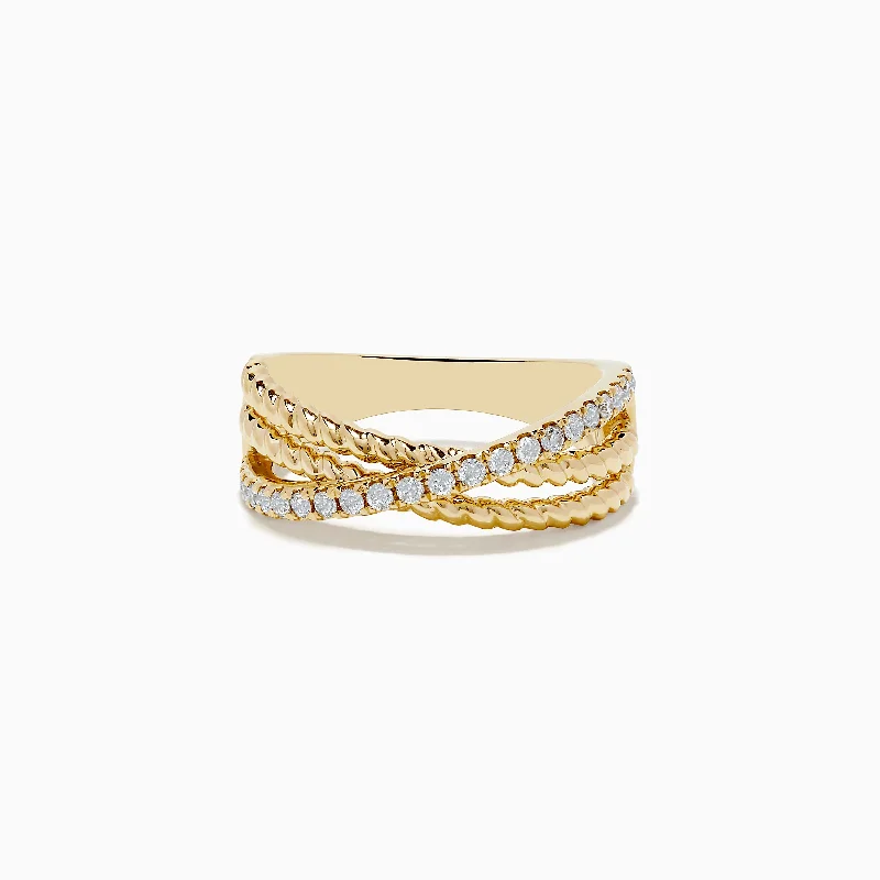 Exclusive Jewelry Offers – Sparkle For Less D'oro 14K Yellow Gold Diamond Crossover Ring