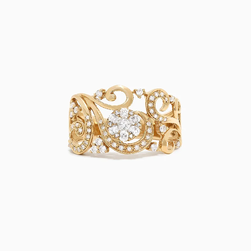 Exclusive Jewelry Sale – Sparkle For Less Bouquet 14K Yellow Gold Diamond Filigree Ring, 0.53 TCW