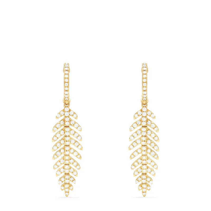 Last Chance To Grab Your Favorite Jewelry At A Discount D'Oro 14K Yellow Gold Diamond Leaf Earrings, 0.89 TCW