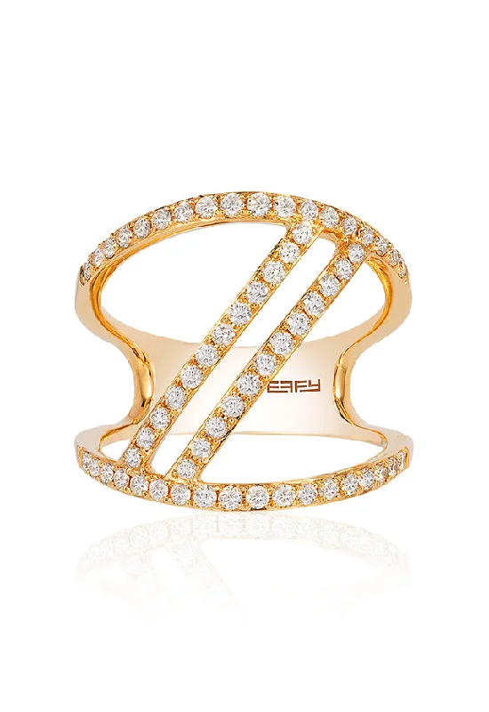 Limited-Time Jewelry Sale – Don't Miss These Deals D'Oro 14K Yellow Gold Diamond Negative Space Ring, 0.65 TCW