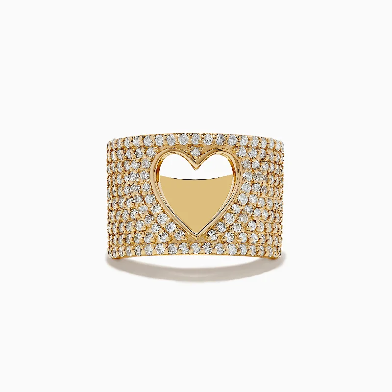 Dazzle With Discounts – Shop Jewelry On Sale D'oro 14K Yellow Gold Diamond Open-Heart Ring