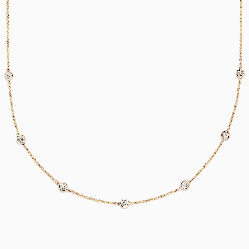 Elegant Jewelry Styles At Budget-Friendly Prices D'Oro 14K Yellow Gold Diamond Station Necklace, 0.69 TCW