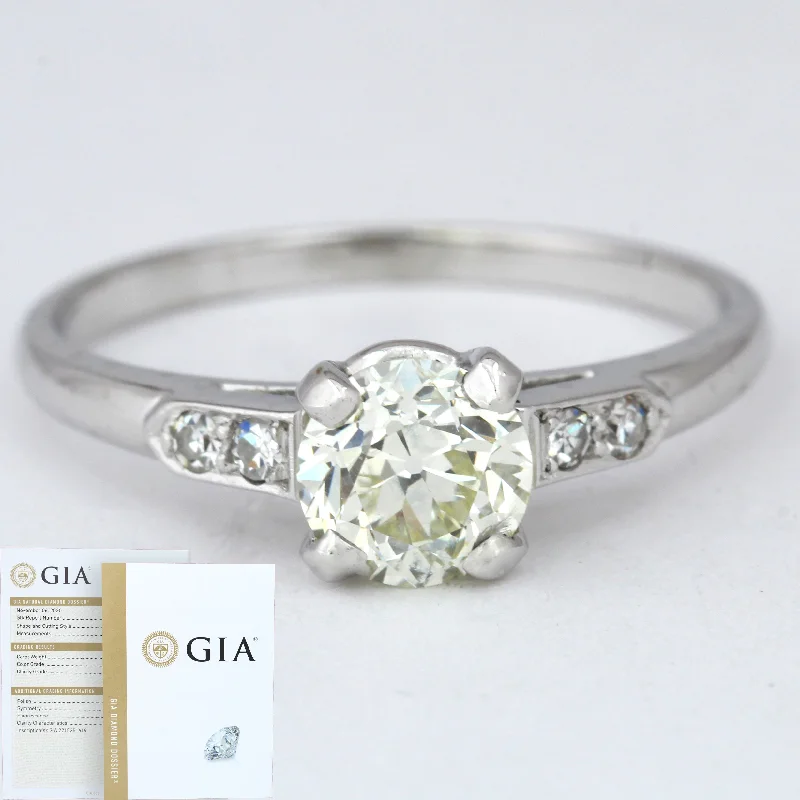 Stunning Jewelry At Even More Stunning Prices GIA Modern Solid Platinum 0.88ct and 0.10ctw Accent Diamond Engagement Ring