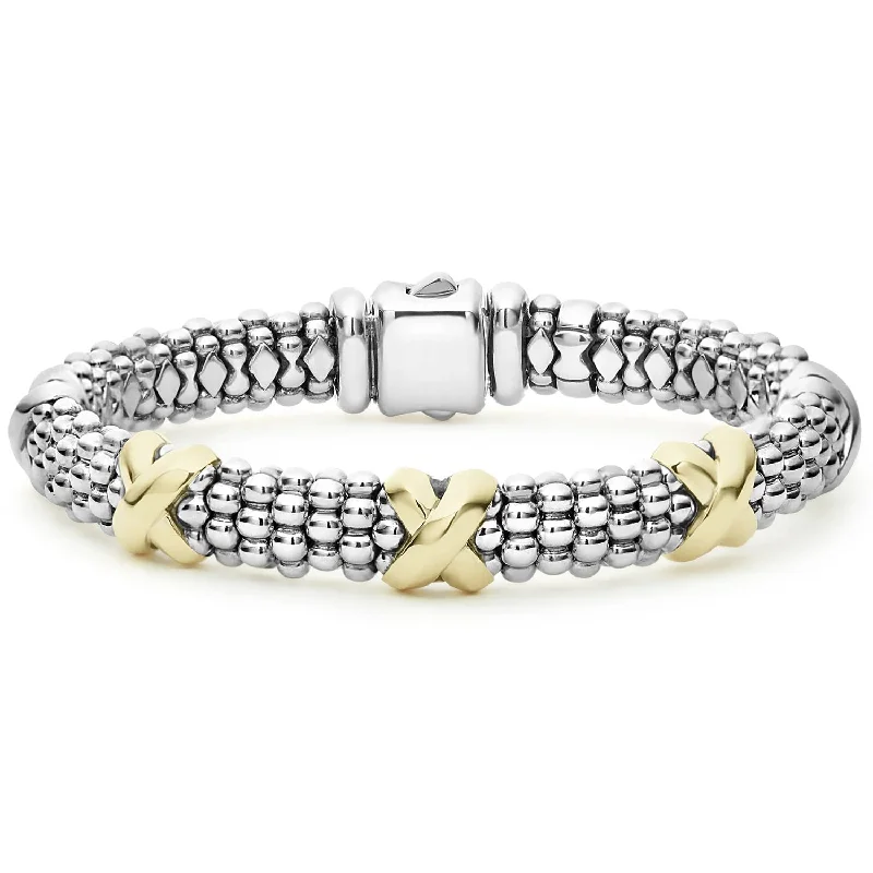 Lagos Signature Caviar Three Station "X" Bracelet 9mm