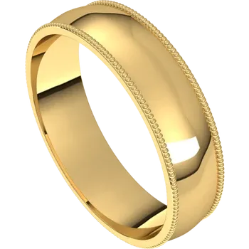 Milgrain Comfort Fit Half Round Wedding Band