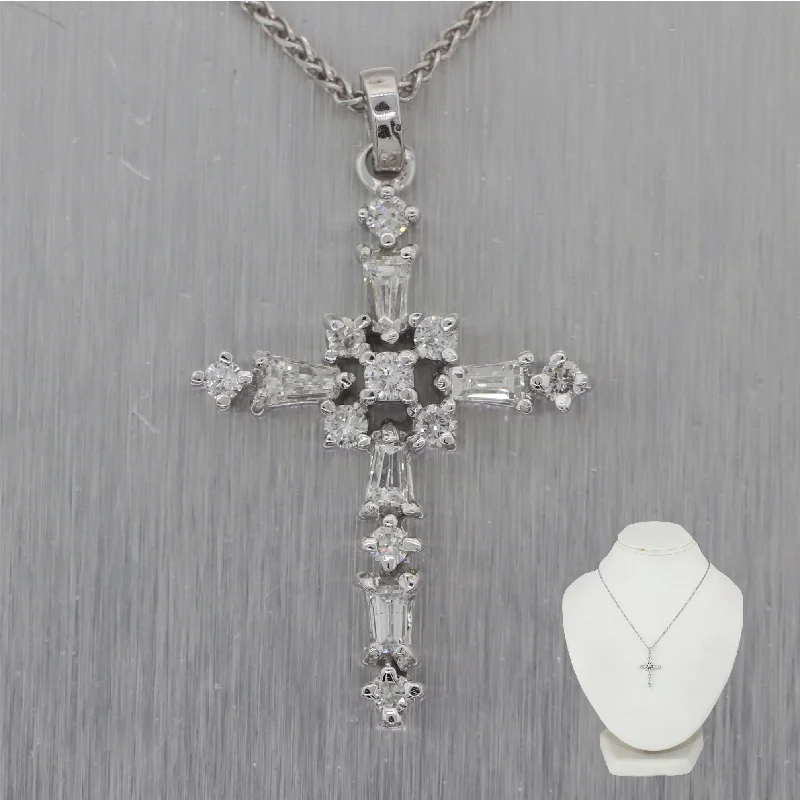 Fashion-Forward Jewelry At Exclusive Discounts Modern 14k White Gold 0.50ctw Diamond Cross 18" Necklace