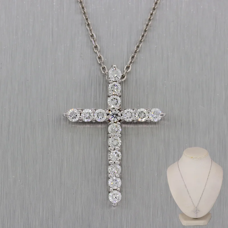 Upgrade Your Jewelry Collection For Less Modern 14k White Gold 1ctw Diamond Cross 18" Necklace