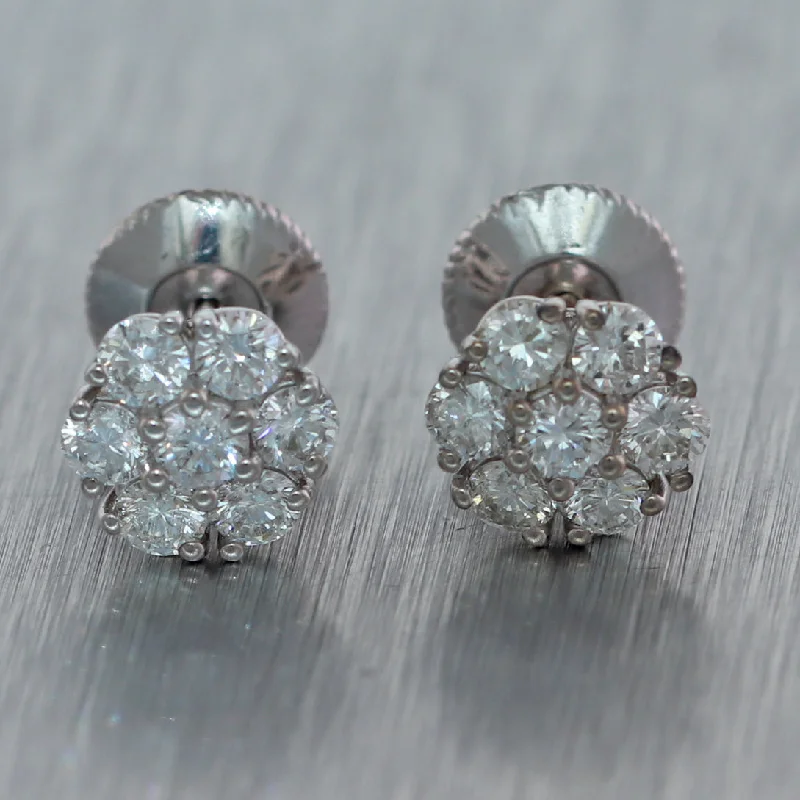 Unmissable Jewelry Sale – Shop Before It's Too Late 14k White Gold 1.40ctw Diamond Cluster Stud Earring