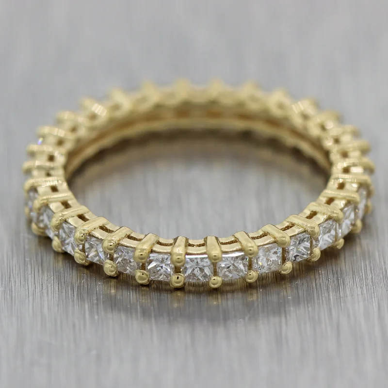 The Perfect Jewelry Piece At The Perfect Discount Modern 18k Yellow Gold 1.20ctw Princess Cut Diamond Eternity Band Ring